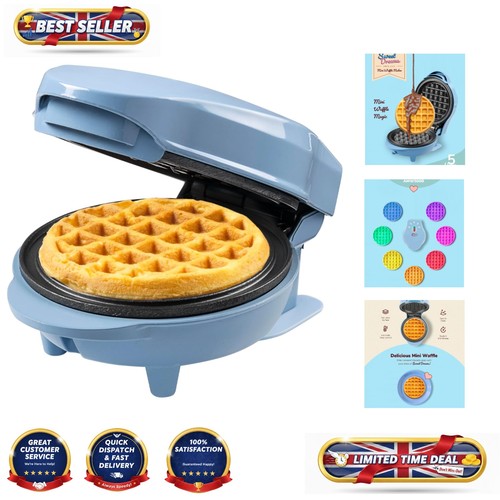 Blue retro mini waffle maker - retro,